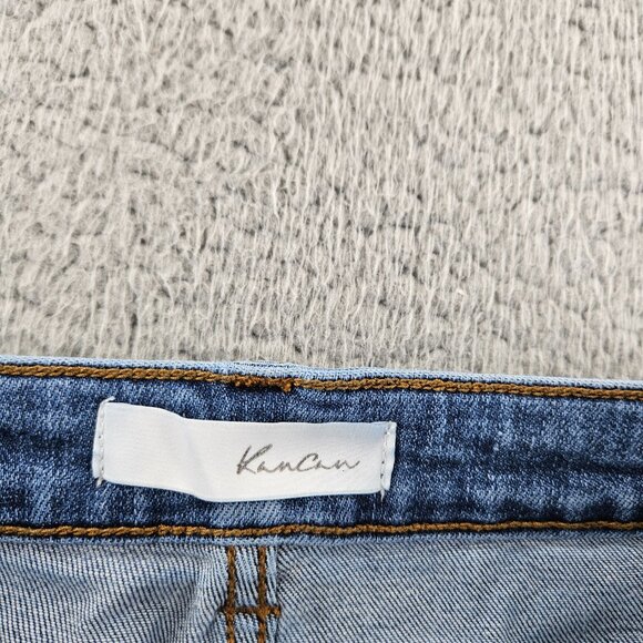 KanCan Shorts Womens 29 Blue Distressed Frayed Hem High Rise Button Fly Denim - Picture 5 of 15